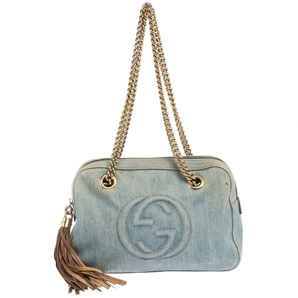 Gucci Handbags - Gucci Blue Denim Medium Soho Chain Shoulder Bag